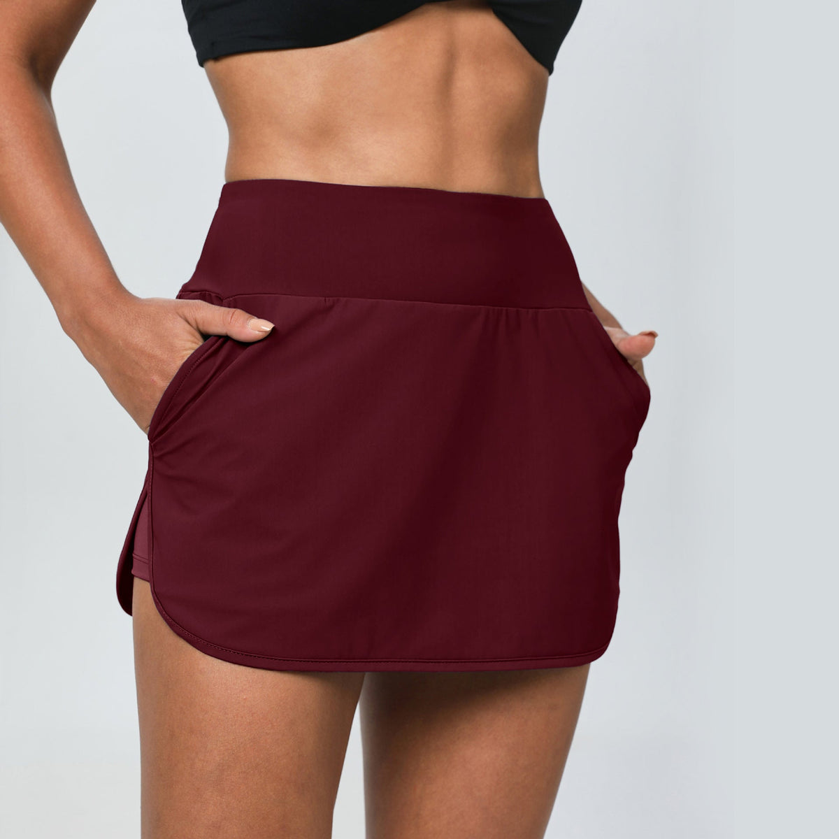 European And American Slim- Fit Quick-dry Tennis Skirt High Waist Slimming Running Fitness Skirt Anti-running Fake Two-piece Sports Yoga Skirt