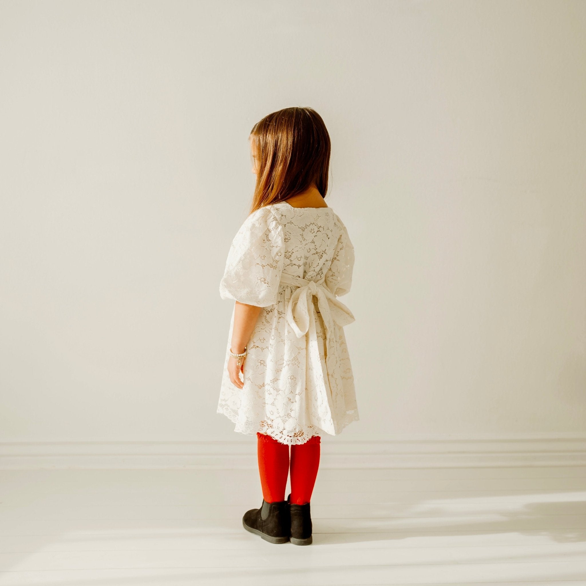 Cream Lace Christmas Girl's Dress