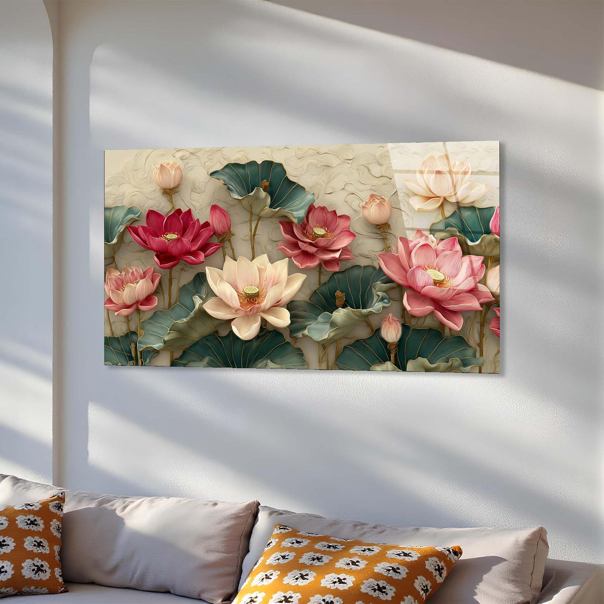 Lotus Flower Tempered Glass Wall Art | Elegant Botanical Decor