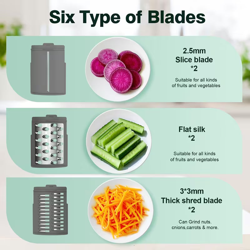 6-in-1 Electric Powered Cheese Grater Food Dicer Slicer