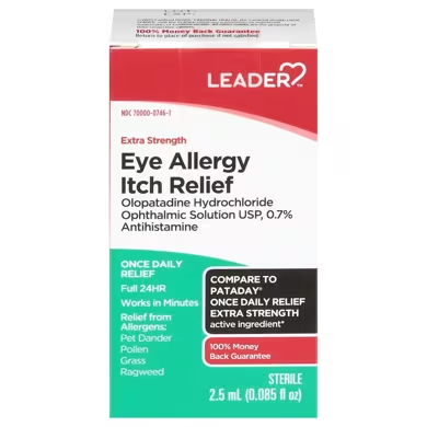 LEADER™ 0.7% Extra Strength Eye Allergy Itch Relief Ophthalmic Solution, 0.085 oz