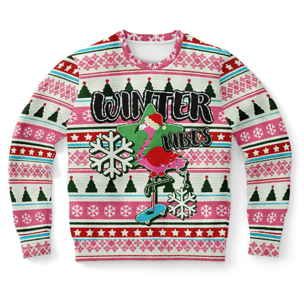 Flamingo Winter Vibes Ugly Christmas Sweatshirt