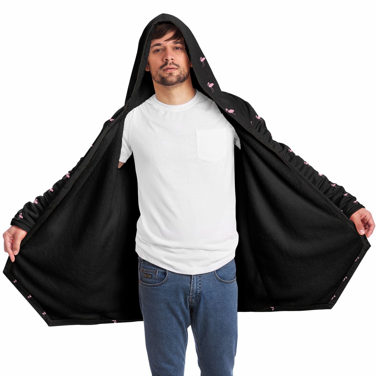 Black Classic Flamingo Cloak Hoodie
