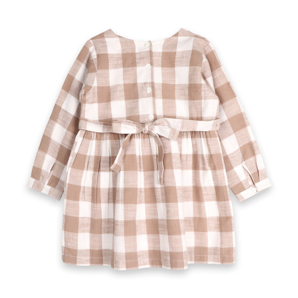 Gingham Mouse Play Dress | Grey Brushed Cotton Gingham