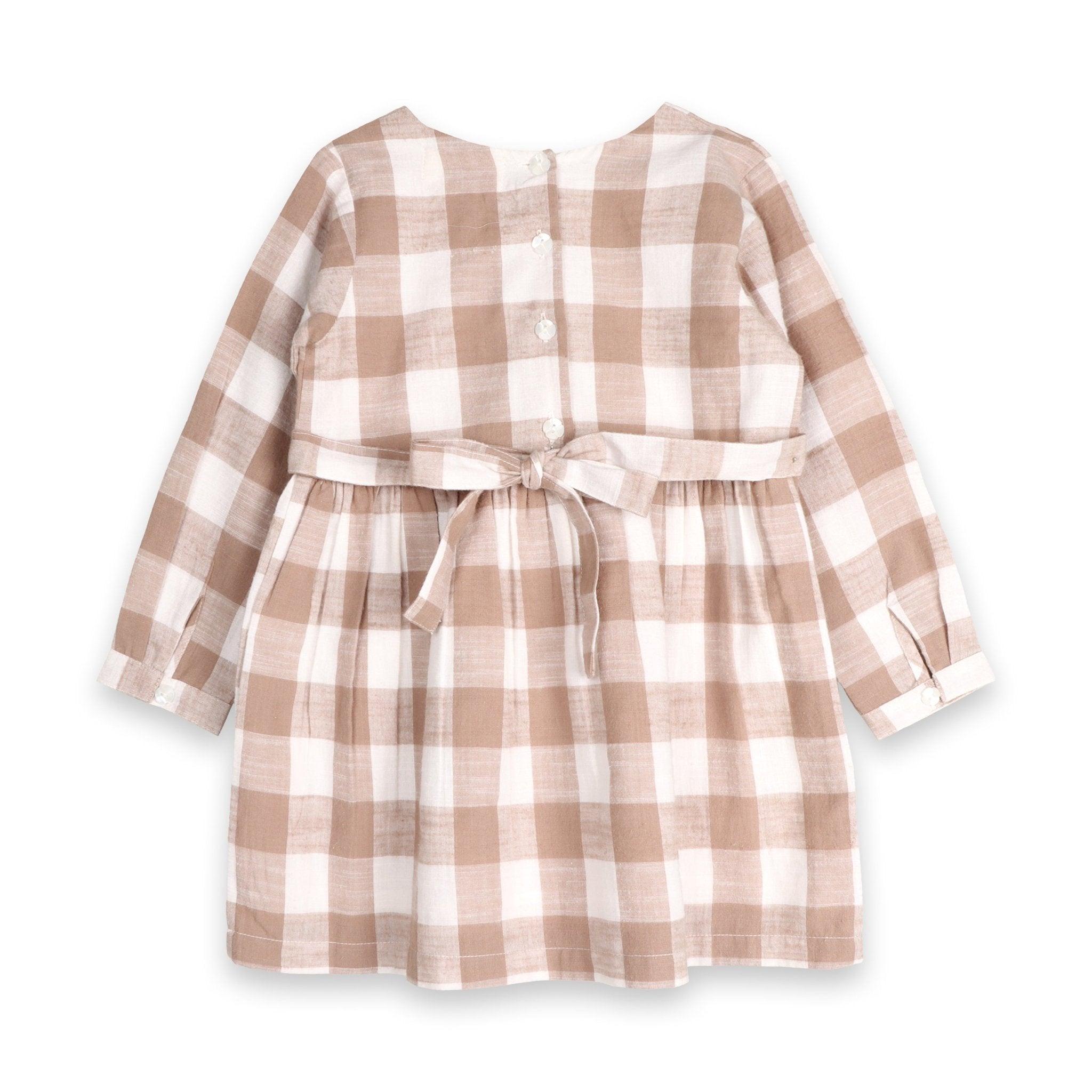 Gingham Mouse Play Dress | Grey Brushed Cotton Gingham