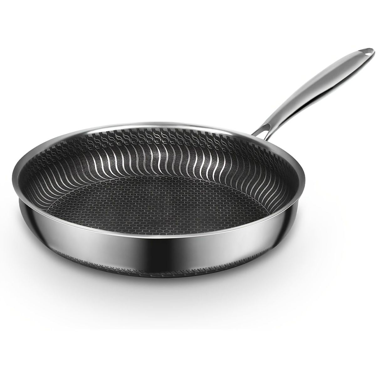 Stainless Steel Non-Stick Frying Pan Skillet with Cool-Touch Handle