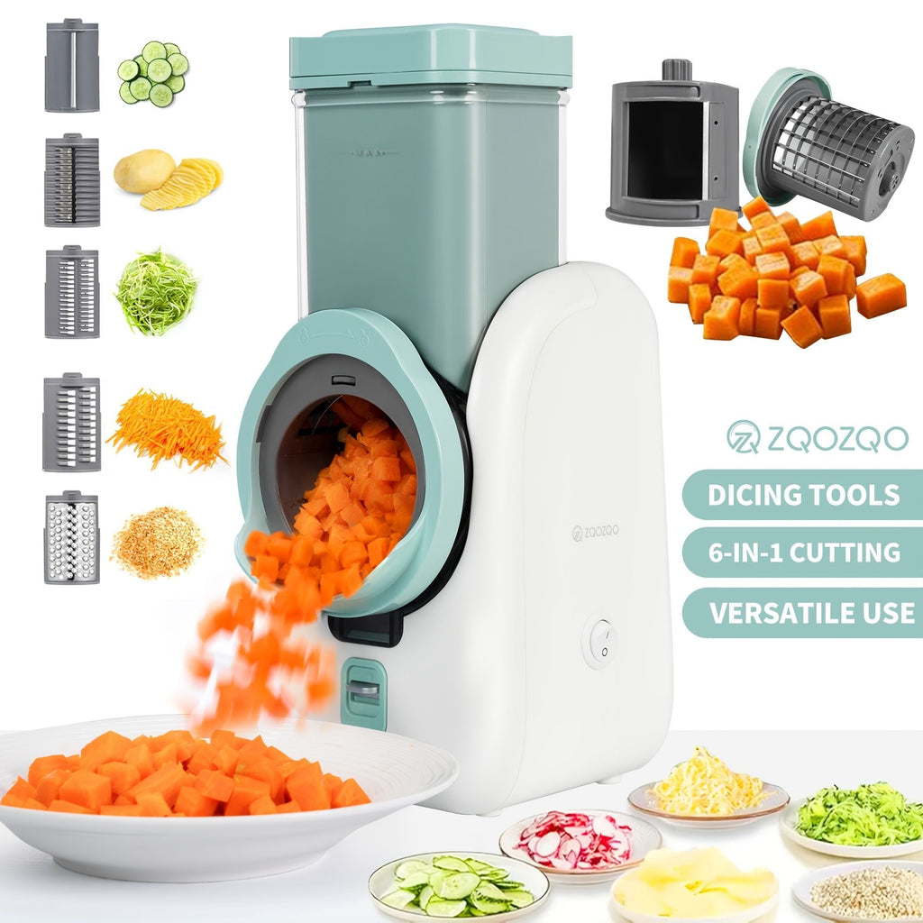 6-in-1 Electric Powered Cheese Grater Food Dicer Slicer