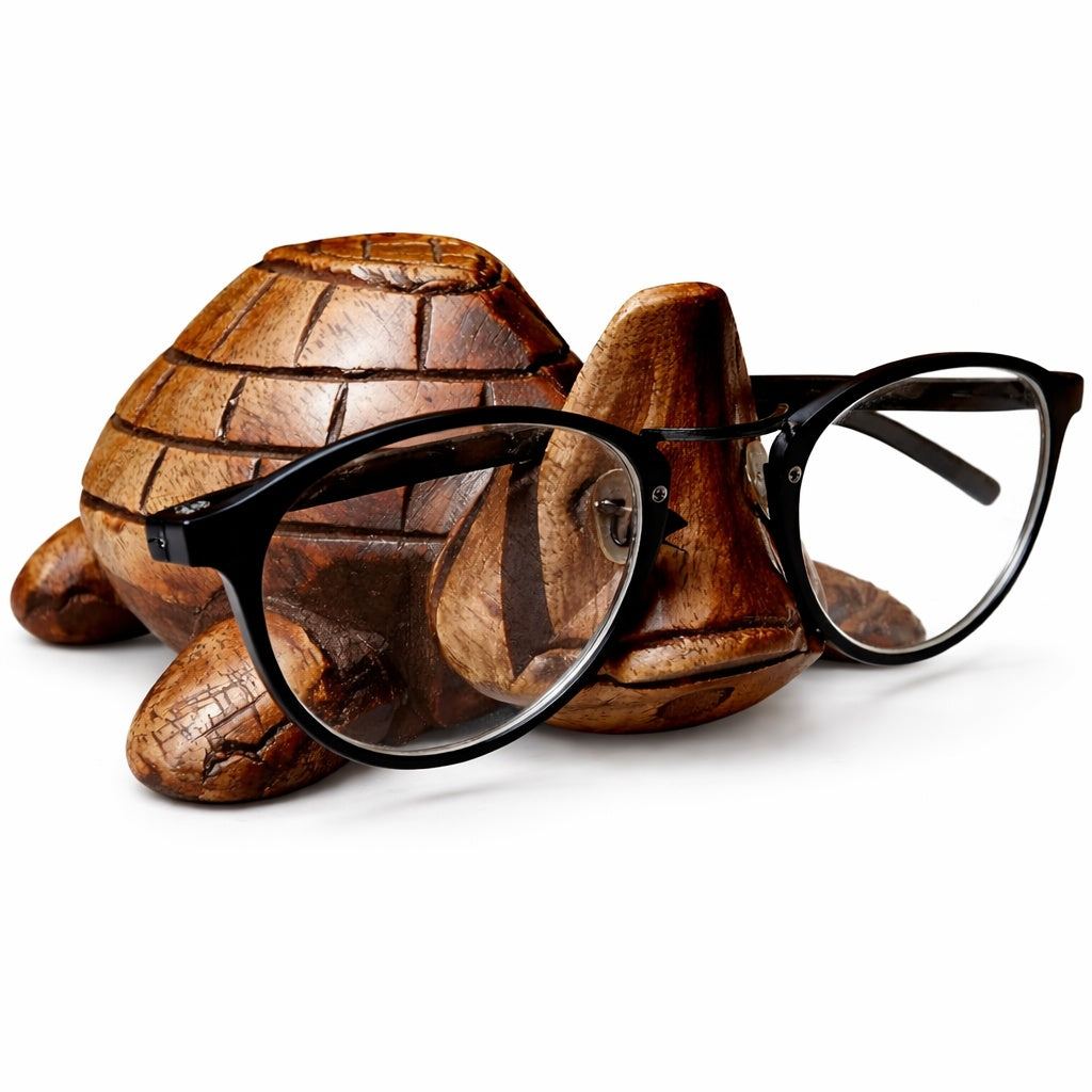 STORE INDYA Eyeglass Holder Stand/Wooden Spectacle Holder/Spectacle Stand/Eyeglass Holders for Desk/Desk Eyeglass Holder/Handmade Stand for Office Home Décor (Turtle)