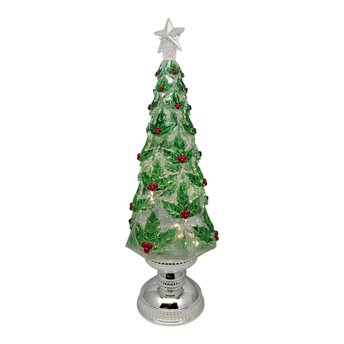 Lighted Spinning Waterglobe Christmas Tree - 16 Inch