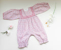 Pink Ditsy Floral Corduroy Romper | Girls' Lace Autumn Romper