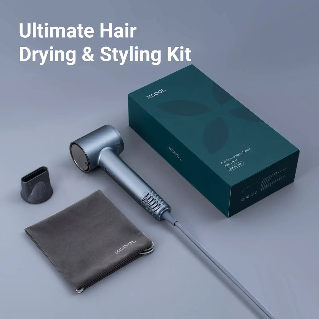 xCool Negative Ions High-Speed Hair Dryer with Thermo-Control, Silver Blue